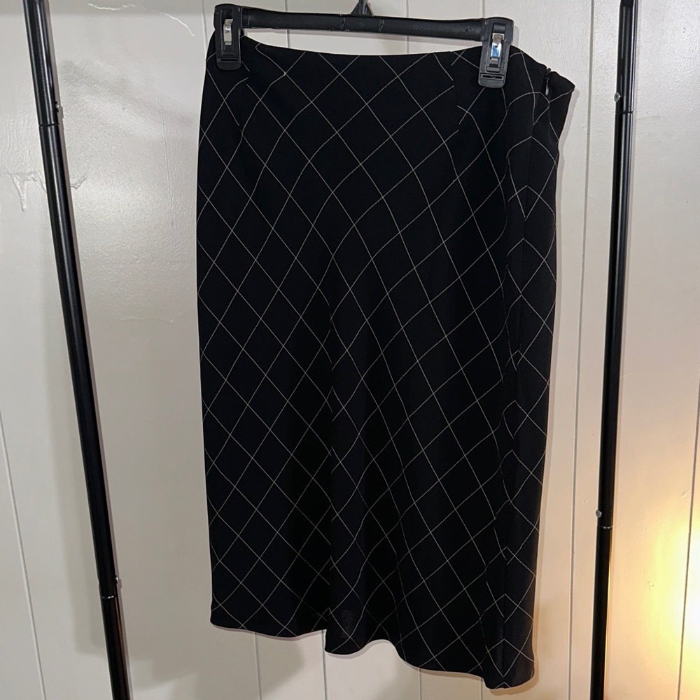 Michele Classic Black Pencil Skirt with White Lines